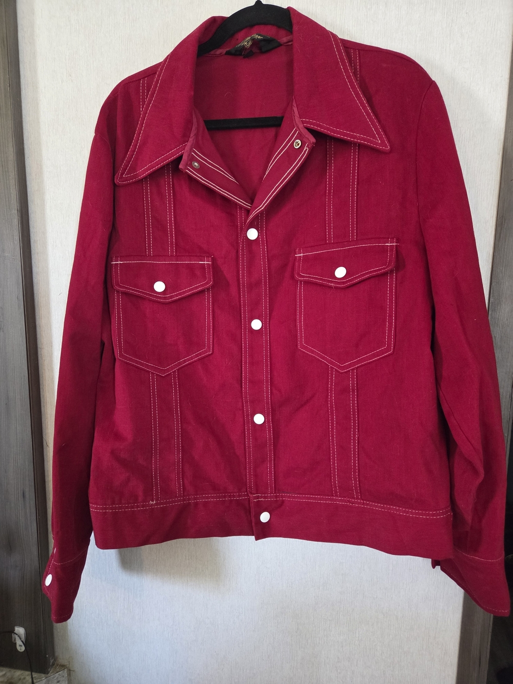 Sears Bold Red Button-Up Shirt Jacket